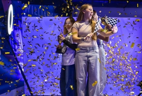 Students celebrating on a 360 video booth at a graduation party in Vancouver