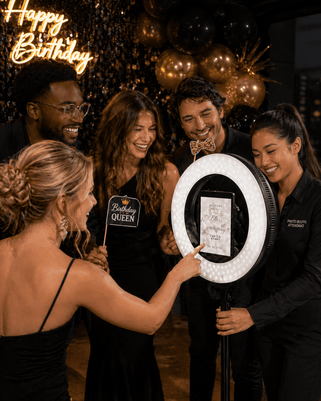 Guest using the Magik Moments Roamer Photo Booth at a birthday party in Vancouver